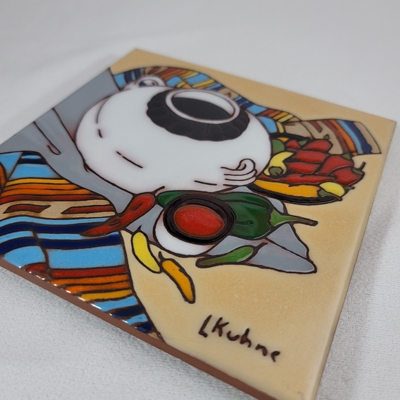 L Kuhne Southwestern Theme Hand-Painted Tile - Picture 2 of 12